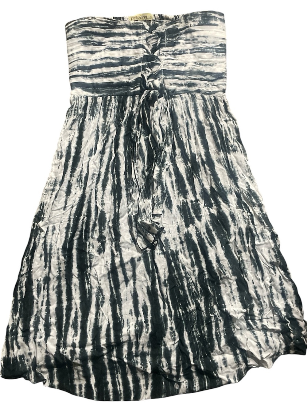 Y2K era NWOT Tie-Dye Strapless Mini Dress in Navy/Black & White